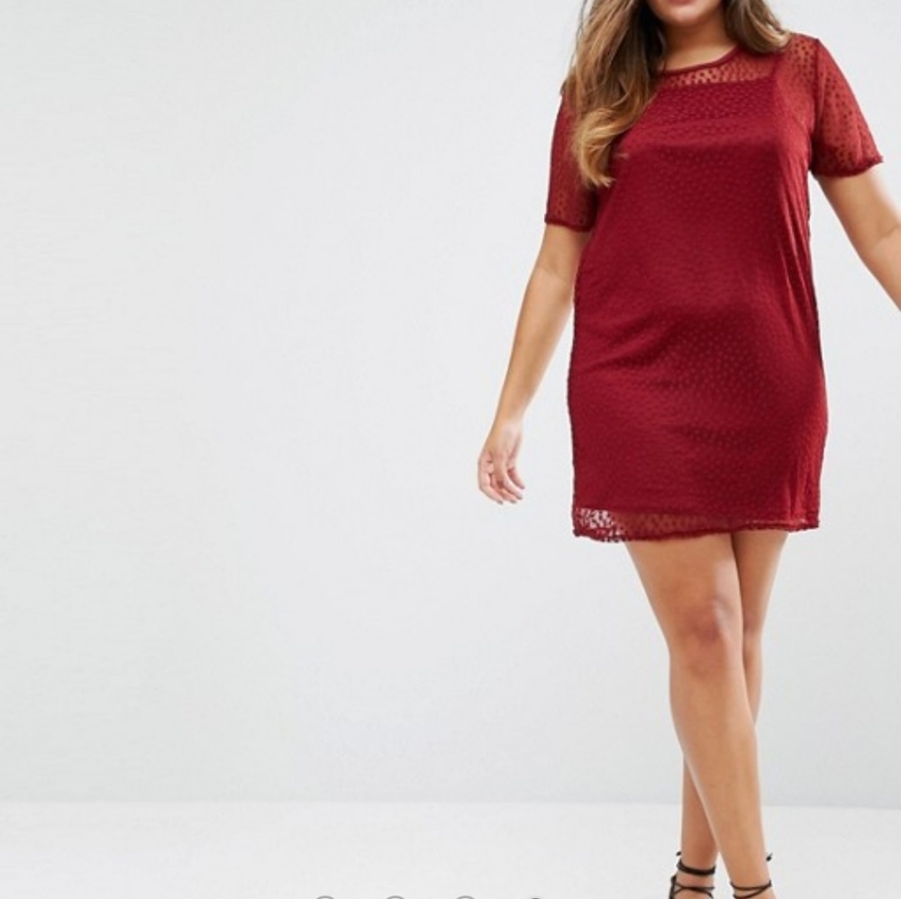 Boohoo Plus Spotty Mesh T-Shirt Dress